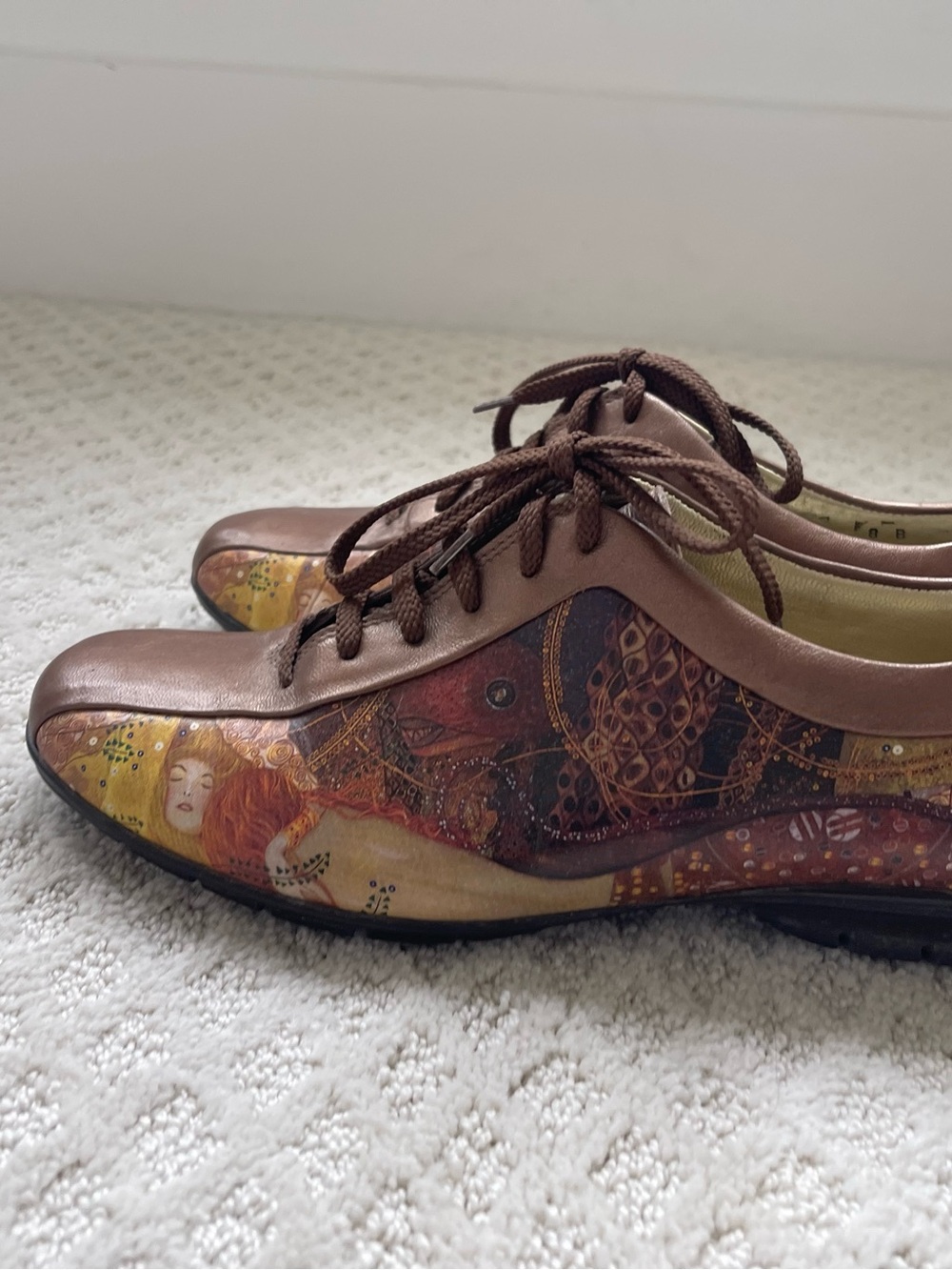ICON Wearable Art Lace Up Shoes- Featuring Gustav Klimt's "Water Serpents"